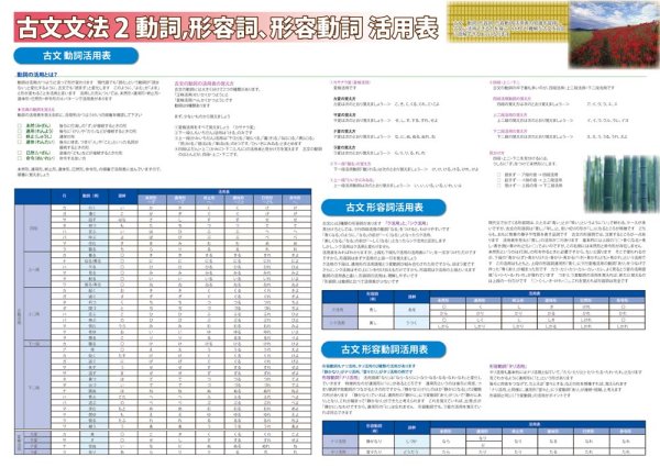 proceedx　学習ポスター10044古文　文法2　動詞、形容詞、形容動詞活用表送料無料　勉強部屋　教室　壁掛け　中学　高校