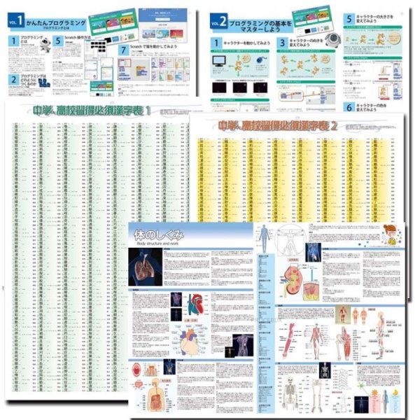 proceedx学習ポスター2022福袋10　5枚セット送料無料　中学　高校　漢字　体のしくみ　プログラミング　勉強部屋　教室　壁掛け　