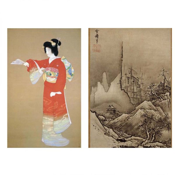 proceedx名画 3147 絵画お値打ち２枚セット27　上村松園 雪舟　A3サイズ送料無料　アート インテリア 安い　値打ち　